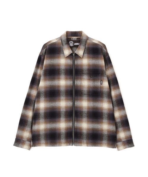 AVIREX（アヴィレックス）の「OMBRE CHECK ZIP UP SHIRT / オンブレチェック ジップアップシャツ / AVIREX / アヴィレックス（シャツ/ブラウス・メンズ・ブラック/ブラウン・MEDIUM/LARGE/X-LARGE/XX-LARGE）」の5枚目の写真