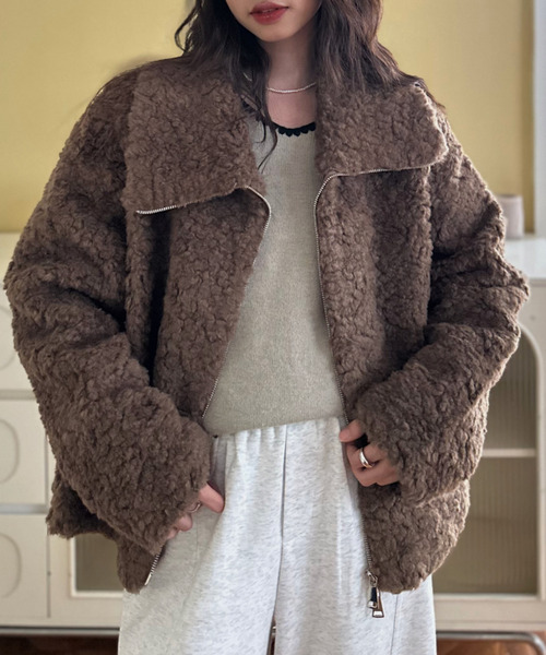 セール】【Good Riddance】ビッグカラー ダブルジップ ボア ブルゾン