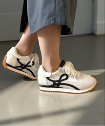 ALL BLACK（オールブラック）の「【厚底/4cm/カップインソール】ローカット ラインスニーカー（スニーカー）」