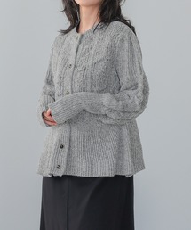 立体編みペプラムニットカーディガン