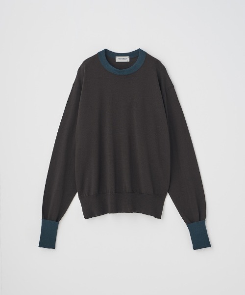 バイカラー ターンバックスリーブ長袖ニットプルオーバー（ニット