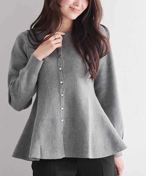 セール】ゴールドボタンペプラムカーディガン（カーディガン