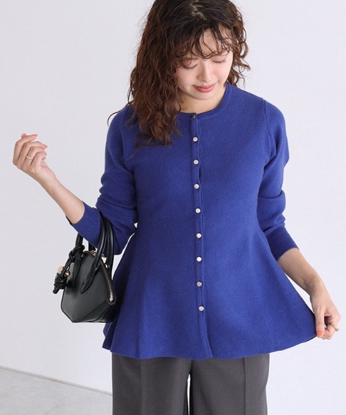 ゴールドボタンペプラムカーディガン（カーディガン/ボレロ