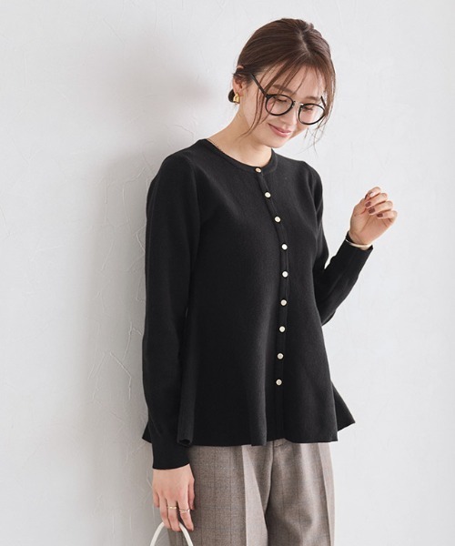 ゴールドボタンペプラムカーディガン（カーディガン/ボレロ