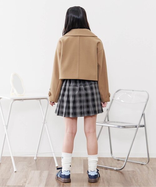 algy（アルジー）の「ショート丈ピーコート（ピーコート・キッズ・チェック/ベージュ・MEDIUM/SMALL/X-SMALL/XX-SMALL）」の4枚目の写真