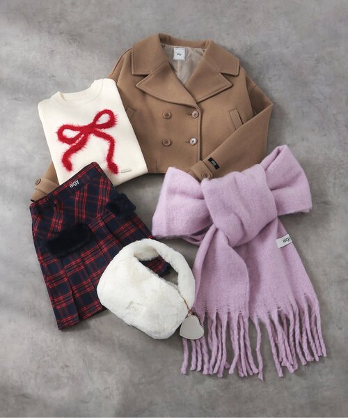 algy（アルジー）の「ショート丈ピーコート（ピーコート・キッズ・チェック/ベージュ・MEDIUM/SMALL/X-SMALL/XX-SMALL）」の5枚目の写真