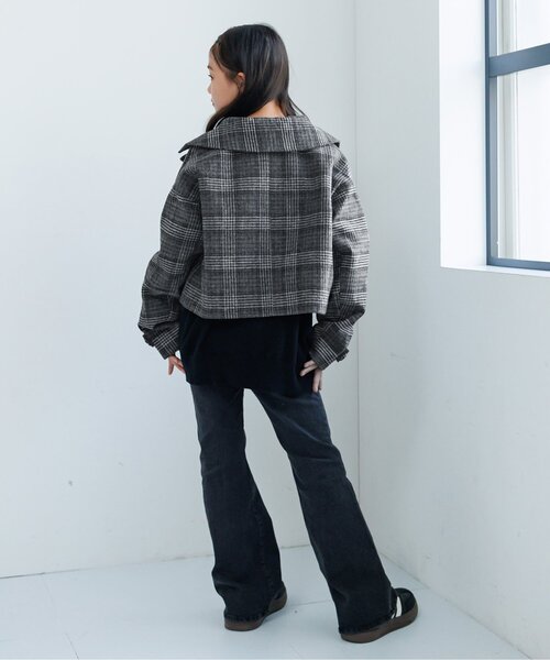 algy（アルジー）の「ショート丈ピーコート（ピーコート・キッズ・チェック/ベージュ・MEDIUM/SMALL/X-SMALL/XX-SMALL）」の7枚目の写真
