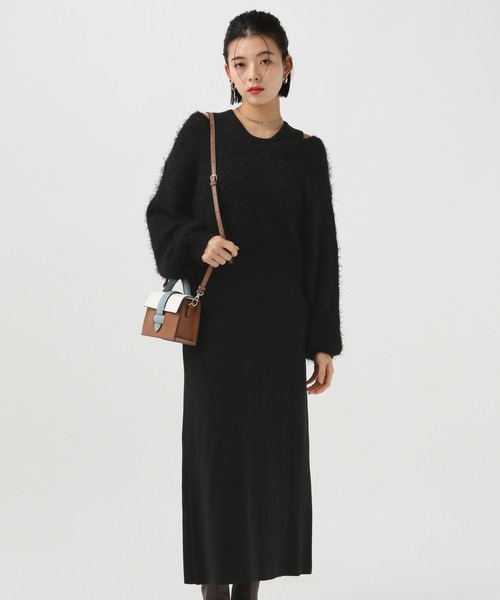 BAYFLOW（ベイフロー）の「2Pセットニットワンピース（ニット/セーター・レディース・ベージュ/ブラック/ブルー・FREE）」の2枚目の写真