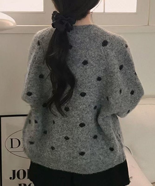 セール】ドット柄ニットカーディガン（カーディガン/ボレロ）｜ViViDAY