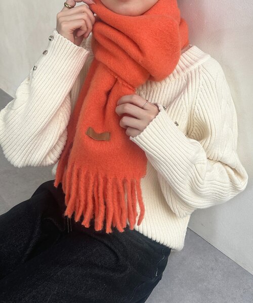 オレンジ系 フリンジ付き織物マフラー セール】【5年連続販売枚数1位】【累計販売枚数25万枚突破！】【34色