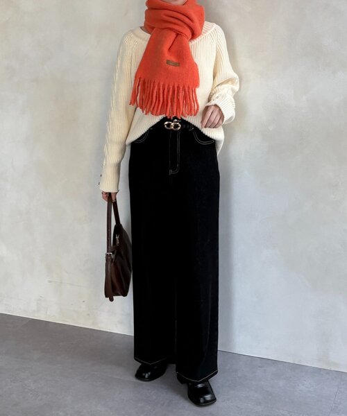 Thevon（ゼボン）の「フリンジボリュームマフラー（マフラー・レディース・ブラウン/オレンジ/アイボリー・FREE）」の14枚目の写真