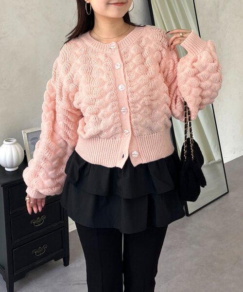 prose verse（プロズヴェール）の「ぽこぽこニットカーディガン（カーディガン/ボレロ・レディース・ブラック/アイボリー/ピンク/レッド・LARGE/MEDIUM）」の4枚目の写真