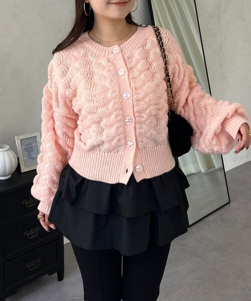 prose verse（プロズヴェール）の「ぽこぽこニットカーディガン（カーディガン/ボレロ・レディース・ブラック/アイボリー/ピンク/レッド・LARGE/MEDIUM）」の21枚目の写真