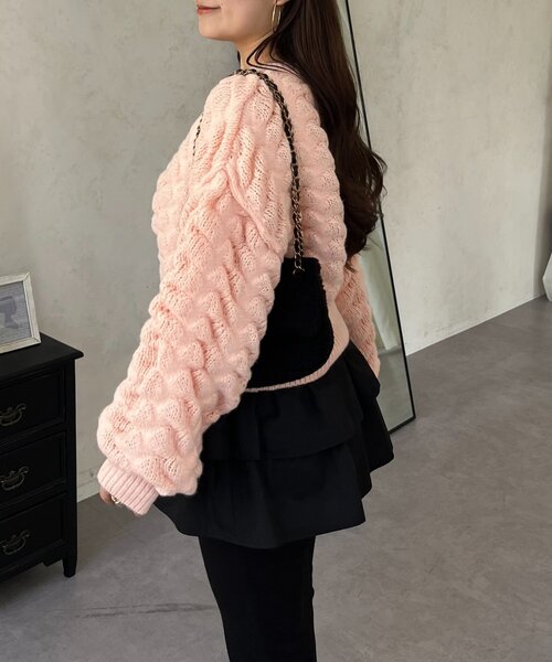 prose verse（プロズヴェール）の「ぽこぽこニットカーディガン（カーディガン/ボレロ・レディース・ブラック/アイボリー/ピンク/レッド・LARGE/MEDIUM）」の22枚目の写真