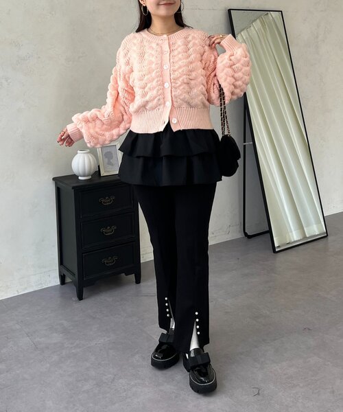 prose verse（プロズヴェール）の「ぽこぽこニットカーディガン（カーディガン/ボレロ・レディース・ブラック/アイボリー/ピンク/レッド・LARGE/MEDIUM）」の15枚目の写真