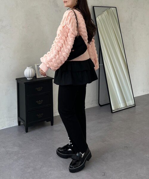 prose verse（プロズヴェール）の「ぽこぽこニットカーディガン（カーディガン/ボレロ・レディース・ブラック/アイボリー/ピンク/レッド・LARGE/MEDIUM）」の17枚目の写真