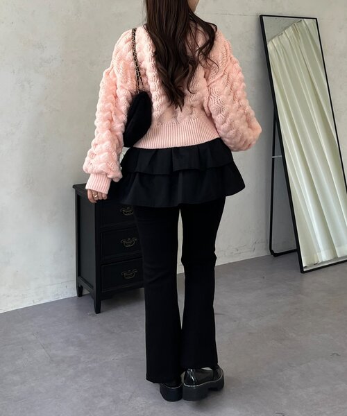 prose verse（プロズヴェール）の「ぽこぽこニットカーディガン（カーディガン/ボレロ・レディース・ブラック/アイボリー/ピンク/レッド・LARGE/MEDIUM）」の18枚目の写真