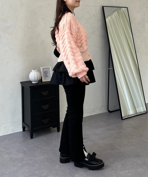 prose verse（プロズヴェール）の「ぽこぽこニットカーディガン（カーディガン/ボレロ・レディース・ブラック/アイボリー/ピンク/レッド・LARGE/MEDIUM）」の19枚目の写真