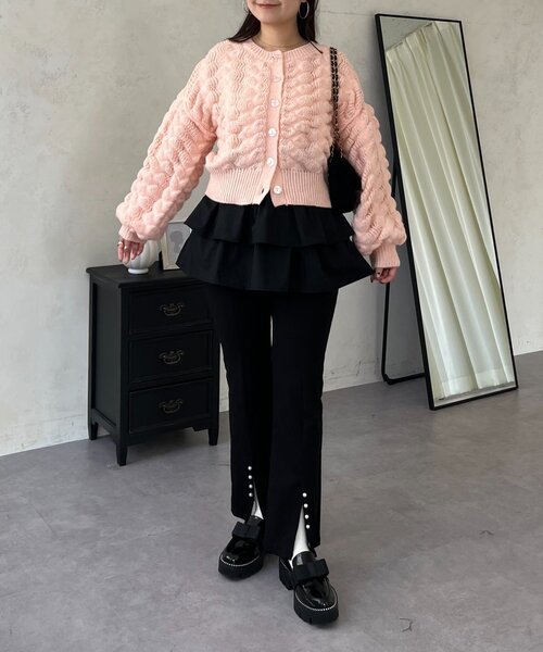 prose verse（プロズヴェール）の「ぽこぽこニットカーディガン（カーディガン/ボレロ・レディース・ブラック/アイボリー/ピンク/レッド・LARGE/MEDIUM）」の20枚目の写真