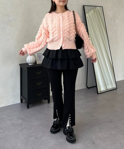 prose verse（プロズヴェール）の「ぽこぽこニットカーディガン（カーディガン/ボレロ・レディース・ブラック/アイボリー/ピンク/レッド・LARGE/MEDIUM）」の9枚目の写真