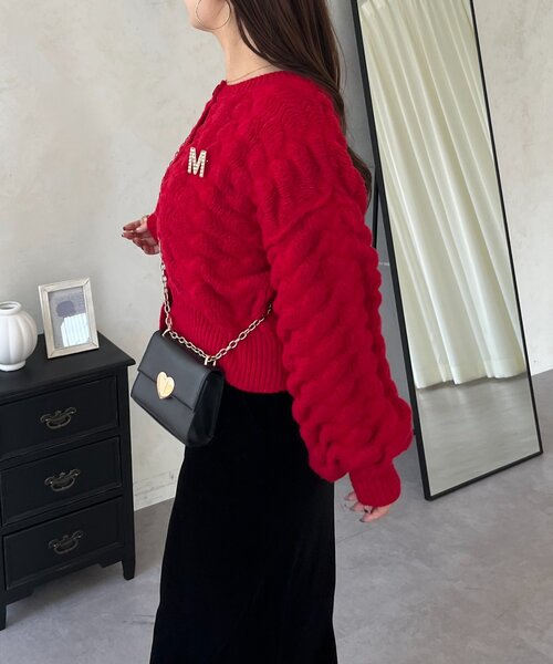 prose verse（プロズヴェール）の「ぽこぽこニットカーディガン（カーディガン/ボレロ・レディース・ブラック/アイボリー/ピンク/レッド・LARGE/MEDIUM）」の11枚目の写真