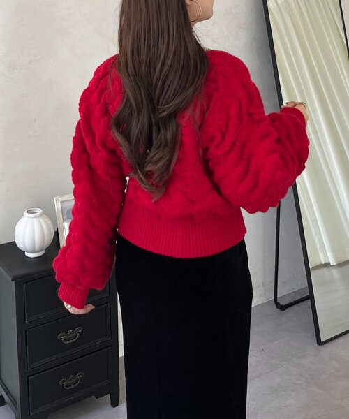 prose verse（プロズヴェール）の「ぽこぽこニットカーディガン（カーディガン/ボレロ・レディース・ブラック/アイボリー/ピンク/レッド・LARGE/MEDIUM）」の13枚目の写真