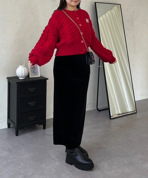 prose verse（プロズヴェール）の「ぽこぽこニットカーディガン（カーディガン/ボレロ・レディース・ブラック/アイボリー/ピンク/レッド・LARGE/MEDIUM）」の7枚目の写真