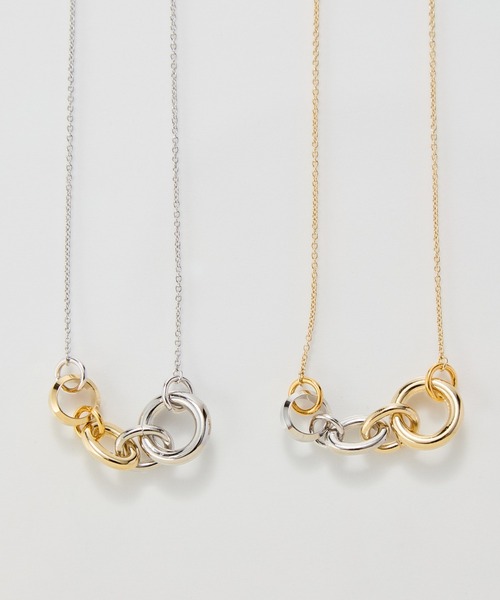 Phoebe（フィービィー）の「【金属アレルギー対応】ミックスループメタルネックレス（ネックレス・レディース・イエローゴールド/シルバー・FREE）」の3枚目の写真