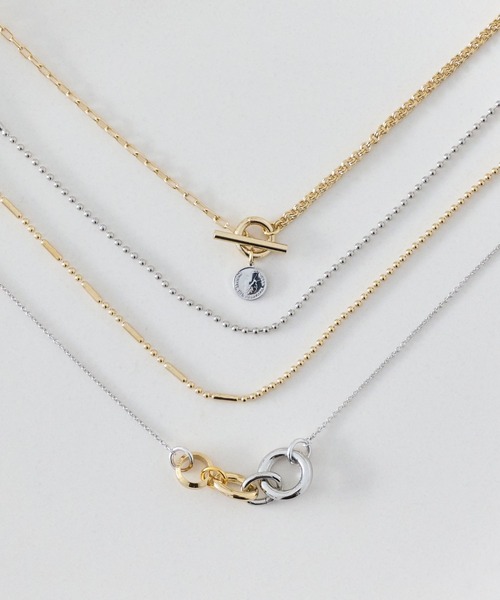 Phoebe（フィービィー）の「【金属アレルギー対応】ミックスループメタルネックレス（ネックレス・レディース・イエローゴールド/シルバー・FREE）」の4枚目の写真