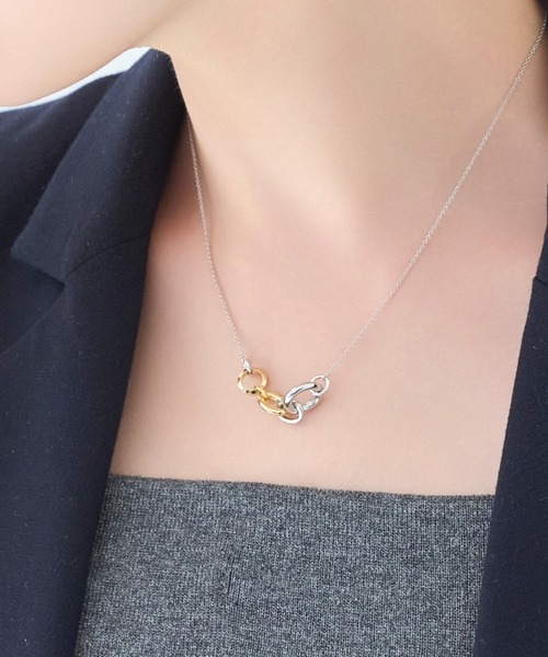 Phoebe（フィービィー）の「【金属アレルギー対応】ミックスループメタルネックレス（ネックレス・レディース・イエローゴールド/シルバー・FREE）」の14枚目の写真