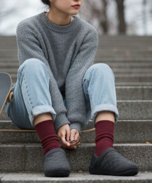 MEI(メイ)の「【MEI/メイ】キルトモックシューズ / 2WAY バブーシュ / ひょうたんキルト / 裏ボア / ユニセックス / キャンプ / ルームシューズ(スリッポン・メンズ・グレー/オリーブドラブ/ブラック・M/S/L)」の17枚目の写真