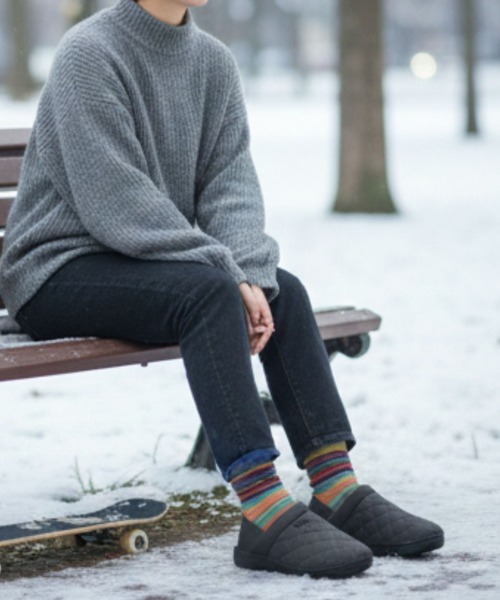 MEI(メイ)の「【MEI/メイ】キルトモックシューズ / 2WAY バブーシュ / ひょうたんキルト / 裏ボア / ユニセックス / キャンプ / ルームシューズ(スリッポン・メンズ・グレー/オリーブドラブ/ブラック・M/S/L)」の20枚目の写真