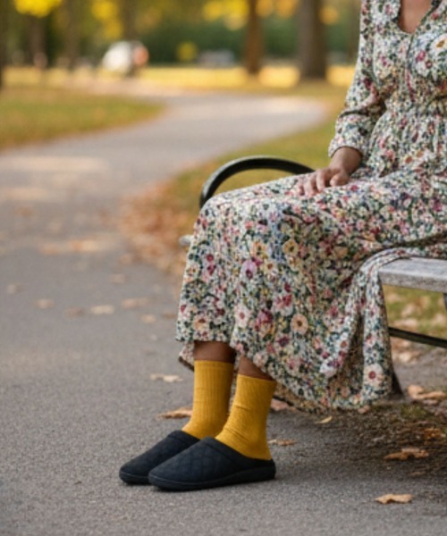 MEI(メイ)の「【MEI/メイ】キルトモックシューズ / 2WAY バブーシュ / ひょうたんキルト / 裏ボア / ユニセックス / キャンプ / ルームシューズ(スリッポン・メンズ・グレー/オリーブドラブ/ブラック・M/S/L)」の21枚目の写真