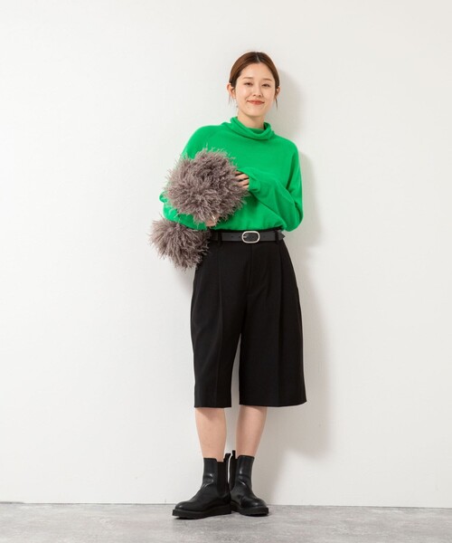 Rie Miller(リエミラー)の「ウォッシャブル2タックハーフパンツ(その他パンツ・レディース・ベージュ/ブラック・36/38)」の3枚目の写真