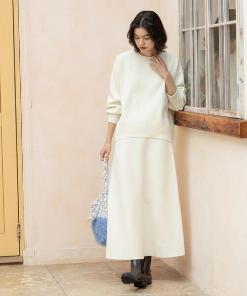 OPAQUE.CLIP（オペークドットクリップ）の「ニットフレアスカート/セットアップ対応【洗濯機OK】（スカート・レディース・ベージュ/チャコールグレー/ピンク系/オフホワイト・38/40）」の6枚目の写真