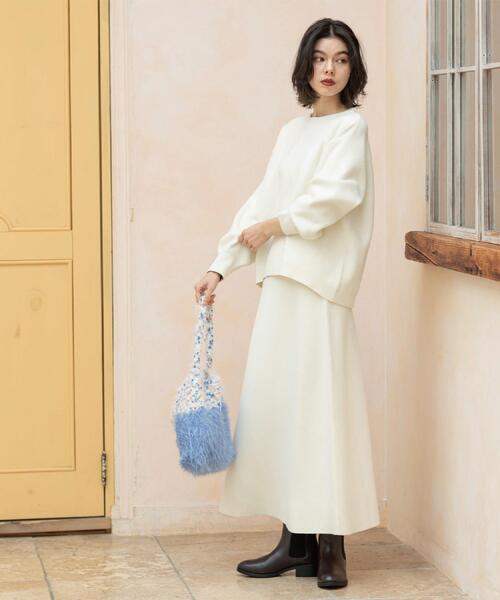 OPAQUE.CLIP（オペークドットクリップ）の「ニットフレアスカート/セットアップ対応【洗濯機OK】（スカート・レディース・ベージュ/チャコールグレー/ピンク系/オフホワイト・38/40）」の7枚目の写真