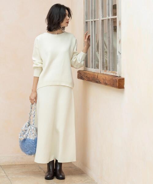 OPAQUE.CLIP（オペークドットクリップ）の「ニットフレアスカート/セットアップ対応【洗濯機OK】（スカート・レディース・ベージュ/チャコールグレー/ピンク系/オフホワイト・38/40）」の10枚目の写真