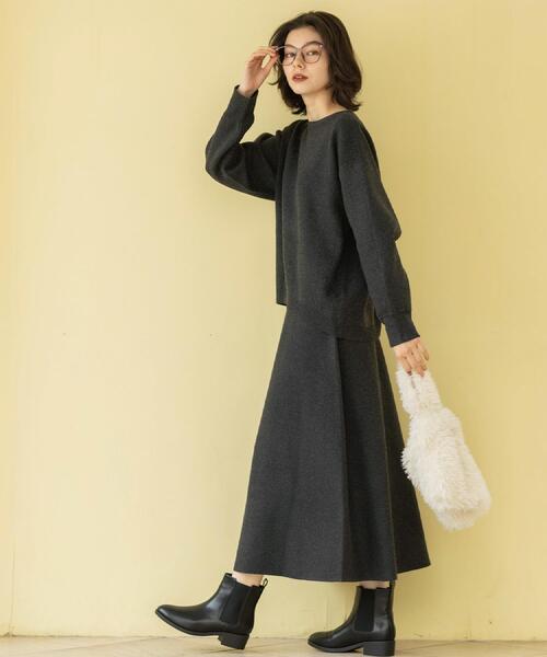 OPAQUE.CLIP（オペークドットクリップ）の「ニットフレアスカート/セットアップ対応【洗濯機OK】（スカート・レディース・ベージュ/チャコールグレー/ピンク系/オフホワイト・38/40）」の11枚目の写真