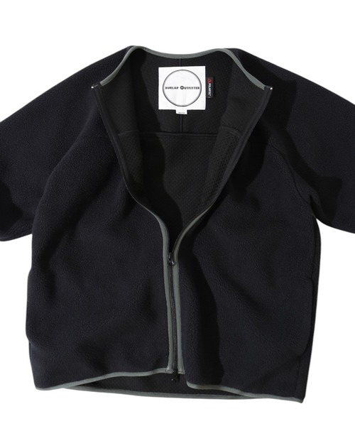 BURLAP OUTFITTER（バーラップアウトフィッター）の「PILE S/S JACKET/ パイル ショートスリーブ ジャケット（ノーカラージャケット・メンズ・ブラック/ナチュラル/チャコールグレー・LARGE/MEDIUM）」の14枚目の写真