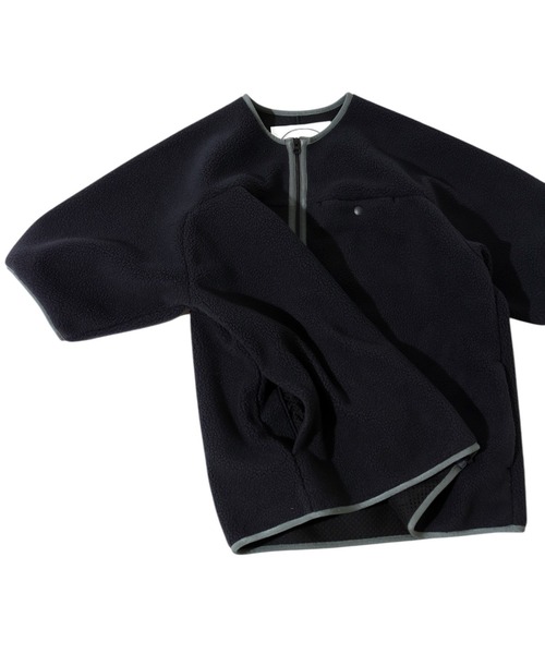 BURLAP OUTFITTER（バーラップアウトフィッター）の「PILE S/S JACKET/ パイル ショートスリーブ ジャケット（ノーカラージャケット・メンズ・ブラック/ナチュラル/チャコールグレー・LARGE/MEDIUM）」の15枚目の写真