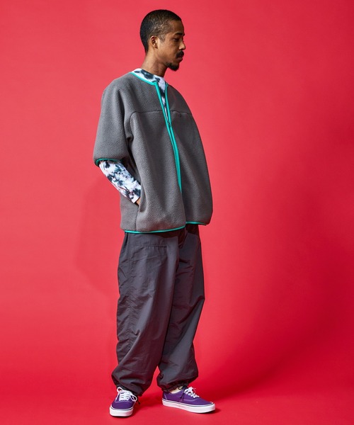 BURLAP OUTFITTER（バーラップアウトフィッター）の「PILE S/S JACKET/ パイル ショートスリーブ ジャケット（ノーカラージャケット・メンズ・ブラック/ナチュラル/チャコールグレー・LARGE/MEDIUM）」の10枚目の写真