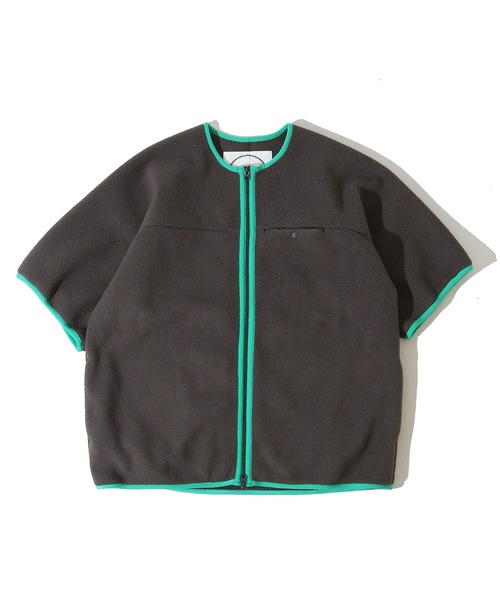 BURLAP OUTFITTER（バーラップアウトフィッター）の「PILE S/S JACKET/ パイル ショートスリーブ ジャケット（ノーカラージャケット・メンズ・ブラック/ナチュラル/チャコールグレー・LARGE/MEDIUM）」の12枚目の写真
