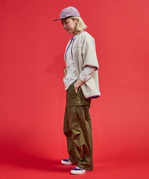 BURLAP OUTFITTER（バーラップアウトフィッター）の「PILE S/S JACKET/ パイル ショートスリーブ ジャケット（ノーカラージャケット・メンズ・ブラック/ナチュラル/チャコールグレー・LARGE/MEDIUM）」の6枚目の写真