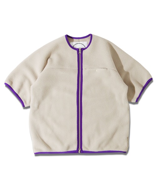 BURLAP OUTFITTER（バーラップアウトフィッター）の「PILE S/S JACKET/ パイル ショートスリーブ ジャケット（ノーカラージャケット・メンズ・ブラック/ナチュラル/チャコールグレー・LARGE/MEDIUM）」の11枚目の写真