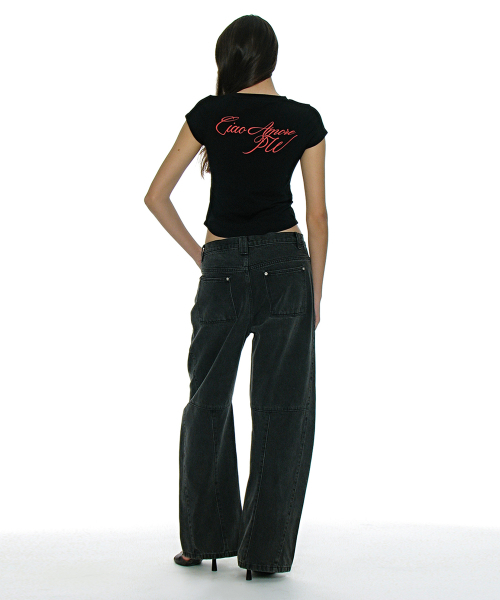 PARTIMENTO WOMEN(パルティメントウィメン)の「93 チャオプリンテッドショートスリーブTシャツ_ブラック(Tシャツ/カットソー・レディース・ブラック・SMALL/MEDIUM)」の9枚目の写真