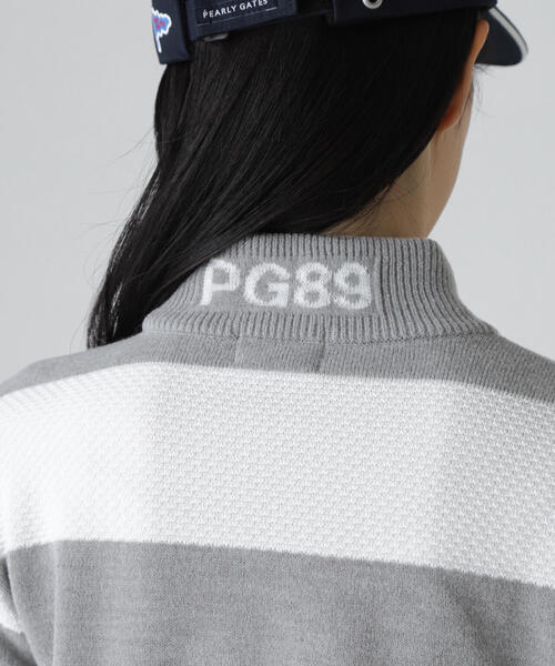 PEARLY GATES(パーリーゲイツ)の「【PEARLY GATES】10G天竺ボーダー柄モックネックニットプルオーバー(Tシャツ/カットソー・レディース・グレー系その他/ホワイト系その他・LARGE/SMALL/MEDIUM)」の6枚目の写真