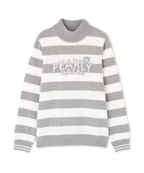 PEARLY GATES(パーリーゲイツ)の「【PEARLY GATES】10G天竺ボーダー柄モックネックニットプルオーバー(Tシャツ/カットソー・レディース・グレー系その他/ホワイト系その他・LARGE/SMALL/MEDIUM)」の8枚目の写真