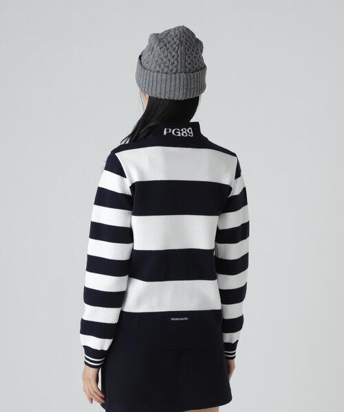 PEARLY GATES(パーリーゲイツ)の「【PEARLY GATES】10G天竺ボーダー柄モックネックニットプルオーバー(Tシャツ/カットソー・レディース・グレー系その他/ホワイト系その他・LARGE/SMALL/MEDIUM)」の16枚目の写真