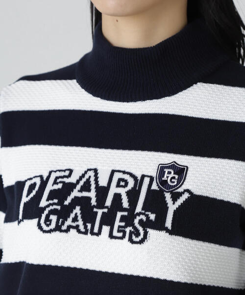 PEARLY GATES(パーリーゲイツ)の「【PEARLY GATES】10G天竺ボーダー柄モックネックニットプルオーバー(Tシャツ/カットソー・レディース・グレー系その他/ホワイト系その他・LARGE/SMALL/MEDIUM)」の17枚目の写真
