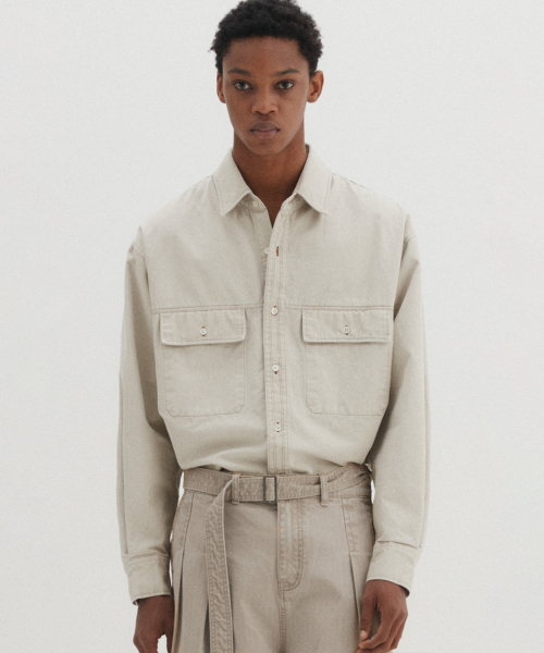 DNSR(ディーエヌエスアール)の「バイオウォッシュシャツ ベージュ(シャツ/ブラウス・メンズ・その他・SMALL/MEDIUM/LARGE)」の1枚目の写真